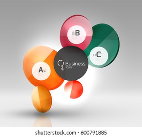 Colorful glossy circle infographics. Vector template background for workflow layout, diagram, number options or web design