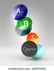 Colorful glossy circle infographics. Vector template background for workflow layout, diagram, number options or web design