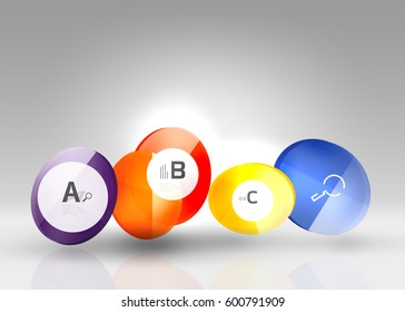Colorful glossy circle infographics. Vector template background for workflow layout, diagram, number options or web design