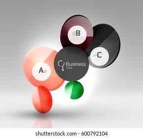 Colorful glossy circle infographics. Vector template background for workflow layout, diagram, number options or web design