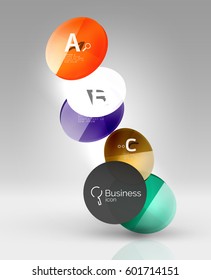 Colorful glossy circle infographics. Vector template background for workflow layout, diagram, number options or web design