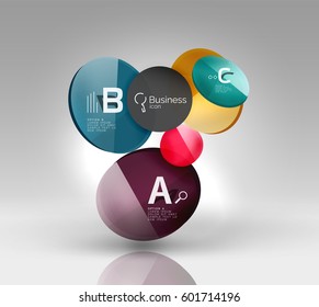 Colorful glossy circle infographics. Vector template background for workflow layout, diagram, number options or web design