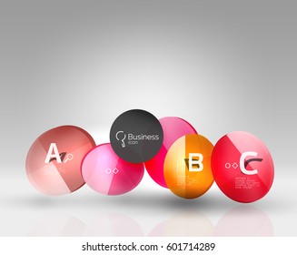 Colorful glossy circle infographics. Vector template background for workflow layout, diagram, number options or web design