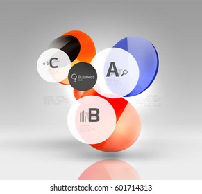 Colorful glossy circle infographics. Vector template background for workflow layout, diagram, number options or web design