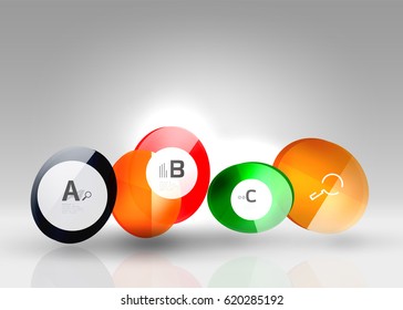 Colorful glossy circle infographics. Vector template background for workflow layout, diagram, number options or web design