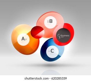 Infografía colorida de círculo brillante. Fondo de plantilla de vector para diseño de flujo de trabajo, diagrama, opciones de número o diseño web