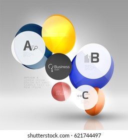 Colorful glossy circle infographics. Vector template background for workflow layout, diagram, number options or web design