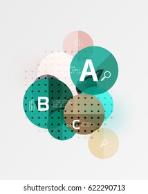 Farbige Glossy Circle Infografiken. Vektorvorlagenhintergrund für das Workflowlayout, -diagramm, -nummeroptionen oder Webdesign