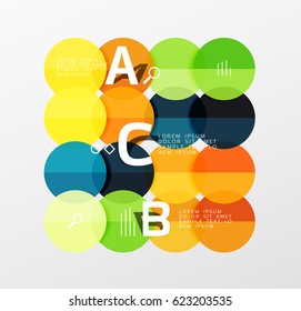 Infografía colorida de círculo brillante. Fondo de plantilla de vector para diseño de flujo de trabajo, diagrama, opciones de número o diseño web