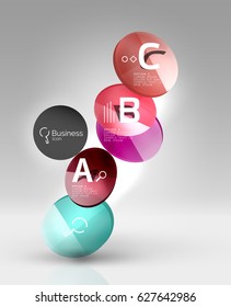 Infografía colorida de círculo brillante. Fondo de plantilla de vector para diseño de flujo de trabajo, diagrama, opciones de número o diseño web