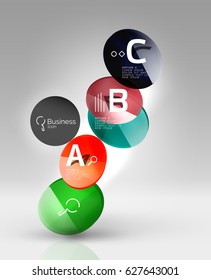 Colorful glossy circle infographics. Vector template background for workflow layout, diagram, number options or web design