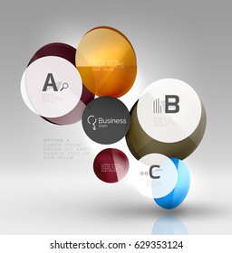 Colorful glossy circle infographics. Vector template background for workflow layout, diagram, number options or web design