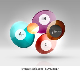 Colorful glossy circle infographics. Vector template background for workflow layout, diagram, number options or web design