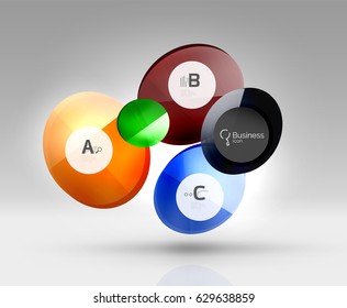 Colorful glossy circle infographics. Vector template background for workflow layout, diagram, number options or web design