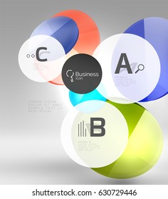 Colorful glossy circle infographics. Vector template background for workflow layout, diagram, number options or web design