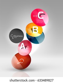 Colorful glossy circle infographics. Vector template background for workflow layout, diagram, number options or web design