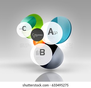 Colorful glossy circle infographics. Vector template background for workflow layout, diagram, number options or web design