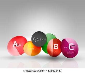 Infografía colorida de círculo brillante. Fondo de plantilla de vector para diseño de flujo de trabajo, diagrama, opciones de número o diseño web