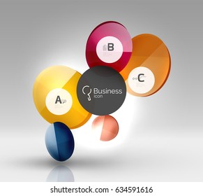 Colorful glossy circle infographics. Vector template background for workflow layout, diagram, number options or web design
