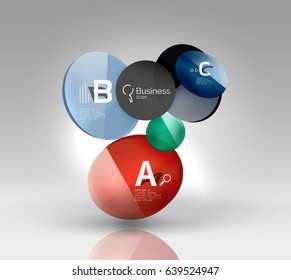 Infografía colorida de círculo brillante. Fondo de plantilla de vector para diseño de flujo de trabajo, diagrama, opciones de número o diseño web
