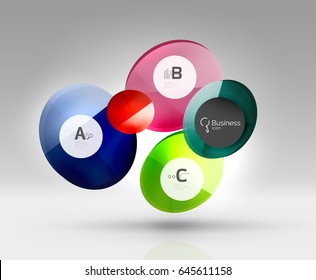 Colorful glossy circle infographics. Vector template background for workflow layout, diagram, number options or web design