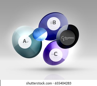 Colorful glossy circle infographics. Vector template background for workflow layout, diagram, number options or web design