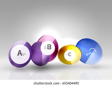Colorful glossy circle infographics. Vector template background for workflow layout, diagram, number options or web design