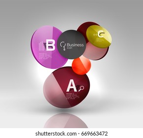Colorful glossy circle infographics. Vector template background for workflow layout, diagram, number options or web design
