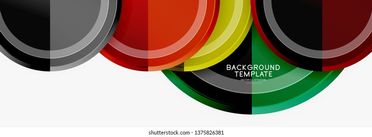 Fundo de círculos brilhantes coloridos. Vetor