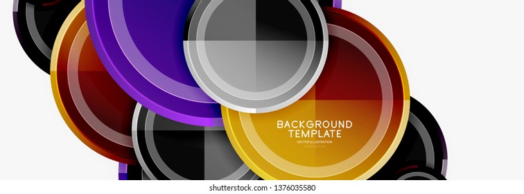 Colorful glossy circles background. Vector