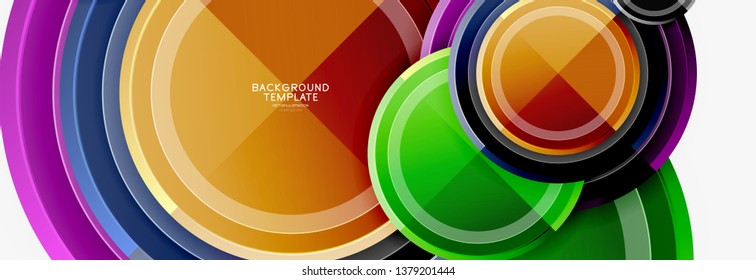 Colorful glossy circles background. Vector