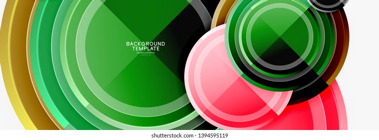 Fundo de círculos brilhantes coloridos. Vetor