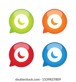 Colorful Glossy Crescent Moon Speech Bubble Labels