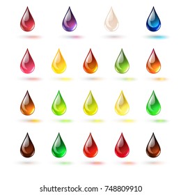 Colorful glossy drops set. Vector glossy illustration