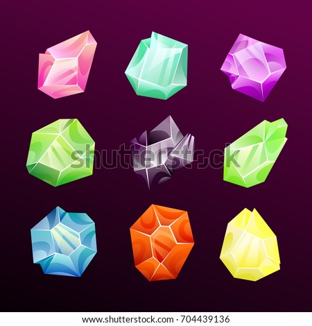 Colorful glossy gems set. Vector crystal collection.Precious stones icons.