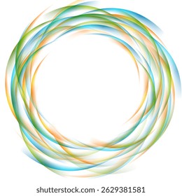 Colorful glossy glowing wavy circle on white background. Vector graphic design
