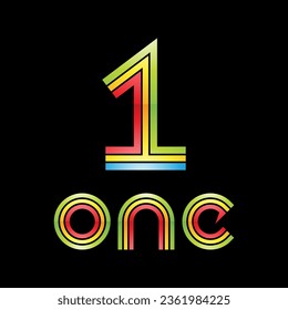 Colorful Glossy Number 1 Icon on a Black Background - Icon 5