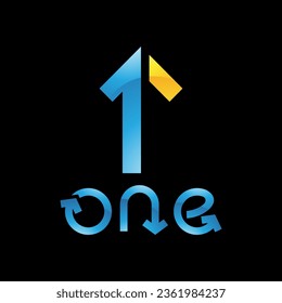 Colorful Glossy Number 1 Icon on a Black Background - Icon 3