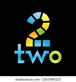 Colorful Glossy Number 2 Icon on a Black Background - Icon 2