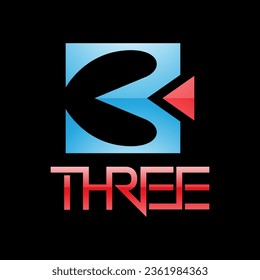 Colorful Glossy Number 3 Icon on a Black Background - Icon 2