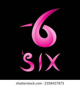 Colorful Glossy Number 6 Icon on a Black Background - Icon 9