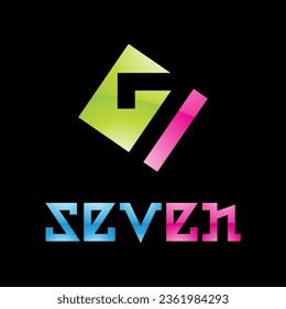Colorful Glossy Number 7 Icon on a Black Background - Icon 3