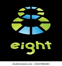 Colorful Glossy Number 8 Icon on a Black Background - Icon 2