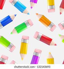 Colorful glossy pencil over white as seamless eps10 vector background pattern