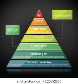 Colorful glossy pyramid chart. Useful for infographics and presentations.