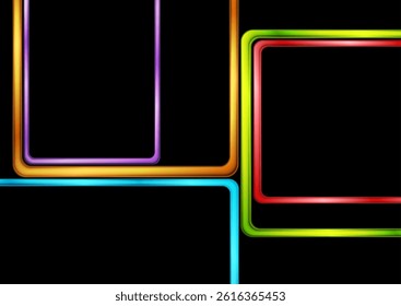 Colorful glossy rectangle frames abstract concept geometric background. Vector design