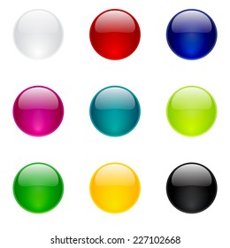 Colorful glossy round buttons collection for web and mobile apps
