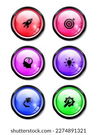 Colorful glossy round buttons with set of icon