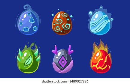 Colorful Glossy Shapes Set, Interface Assets for Mobile App or Video Game Vector Illustration
