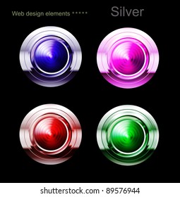Colorful glossy silver buttons